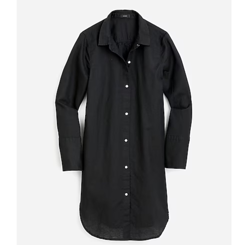 SOLD OUT J.Crew Black Linen-Cotton Shirt Dress Coverup XS